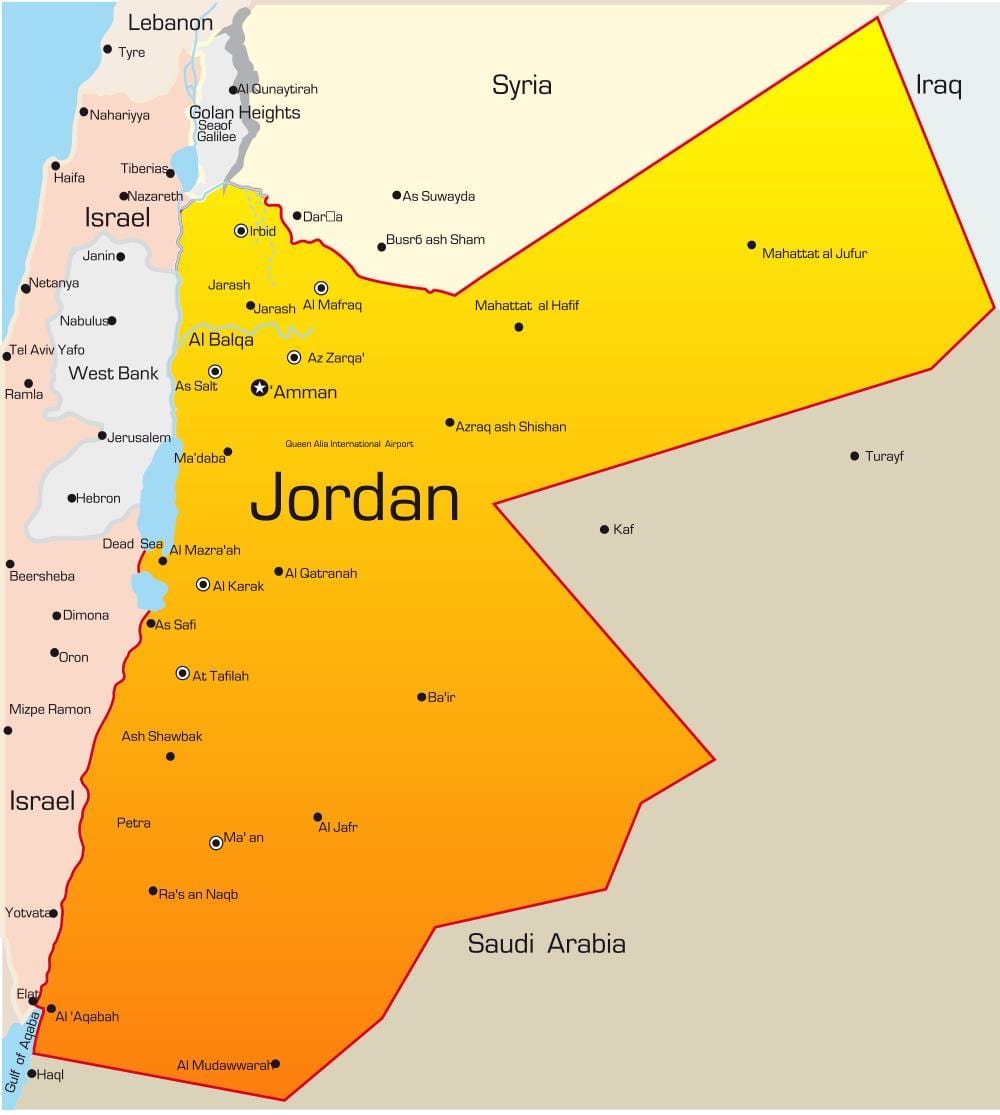 خريطة الأردن الأوسط
