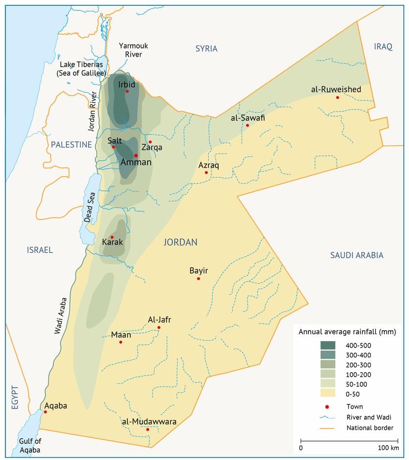 خريطة الأردن الجغرافيا