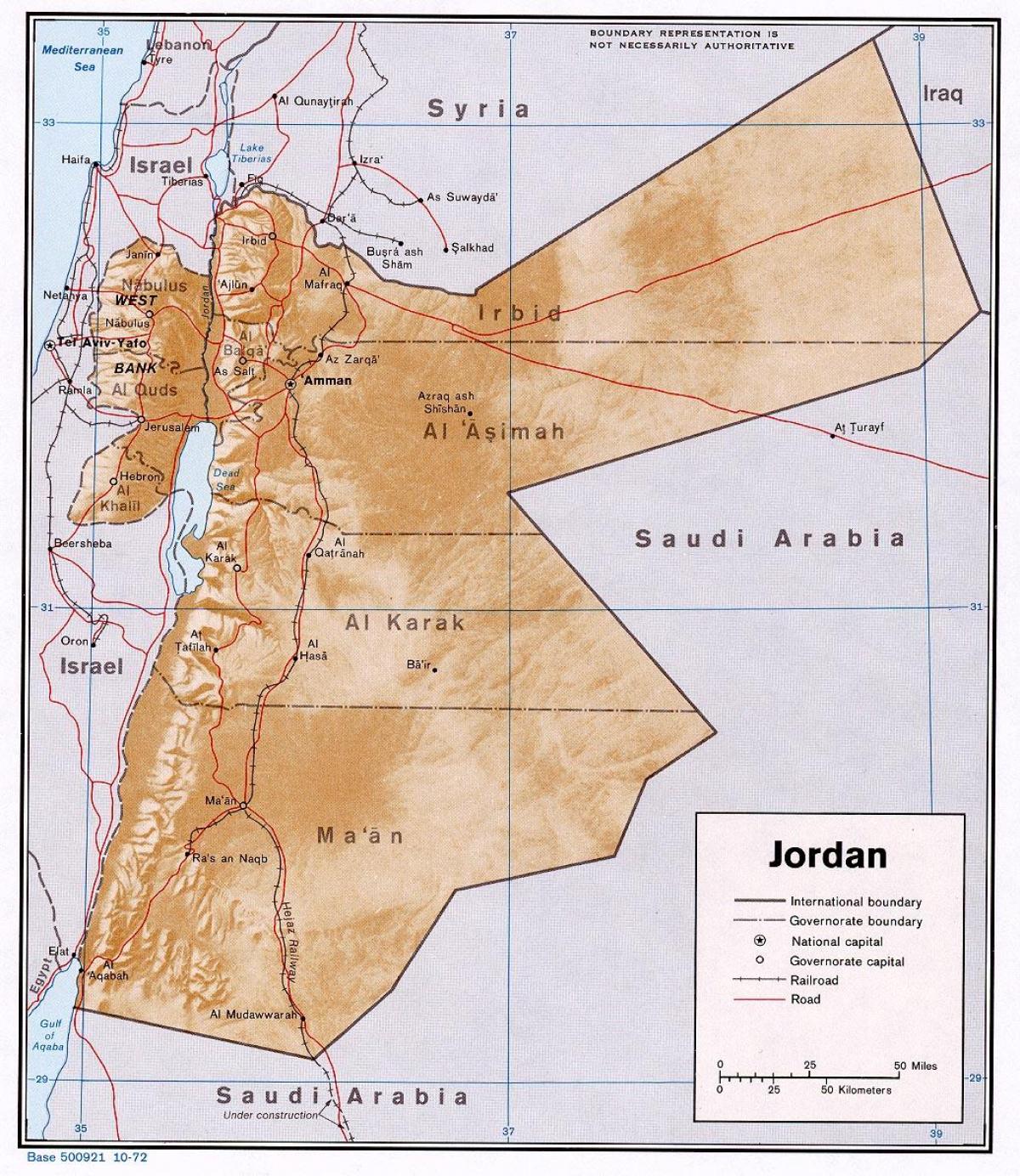 خريطة تبين الأردن
