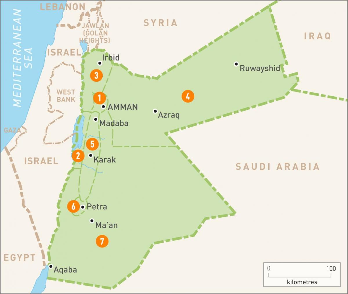 عمان الأردن على الخريطة