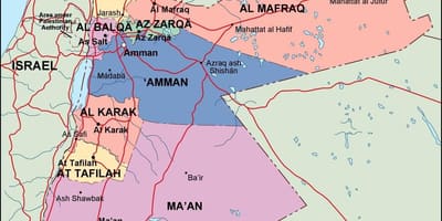 خريطة الأردن السياسية