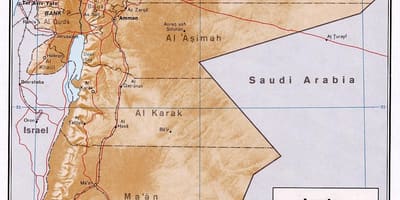 خريطة تبين الأردن
