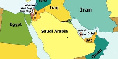 خريطة الأردن والمنطقة المحيطة بها